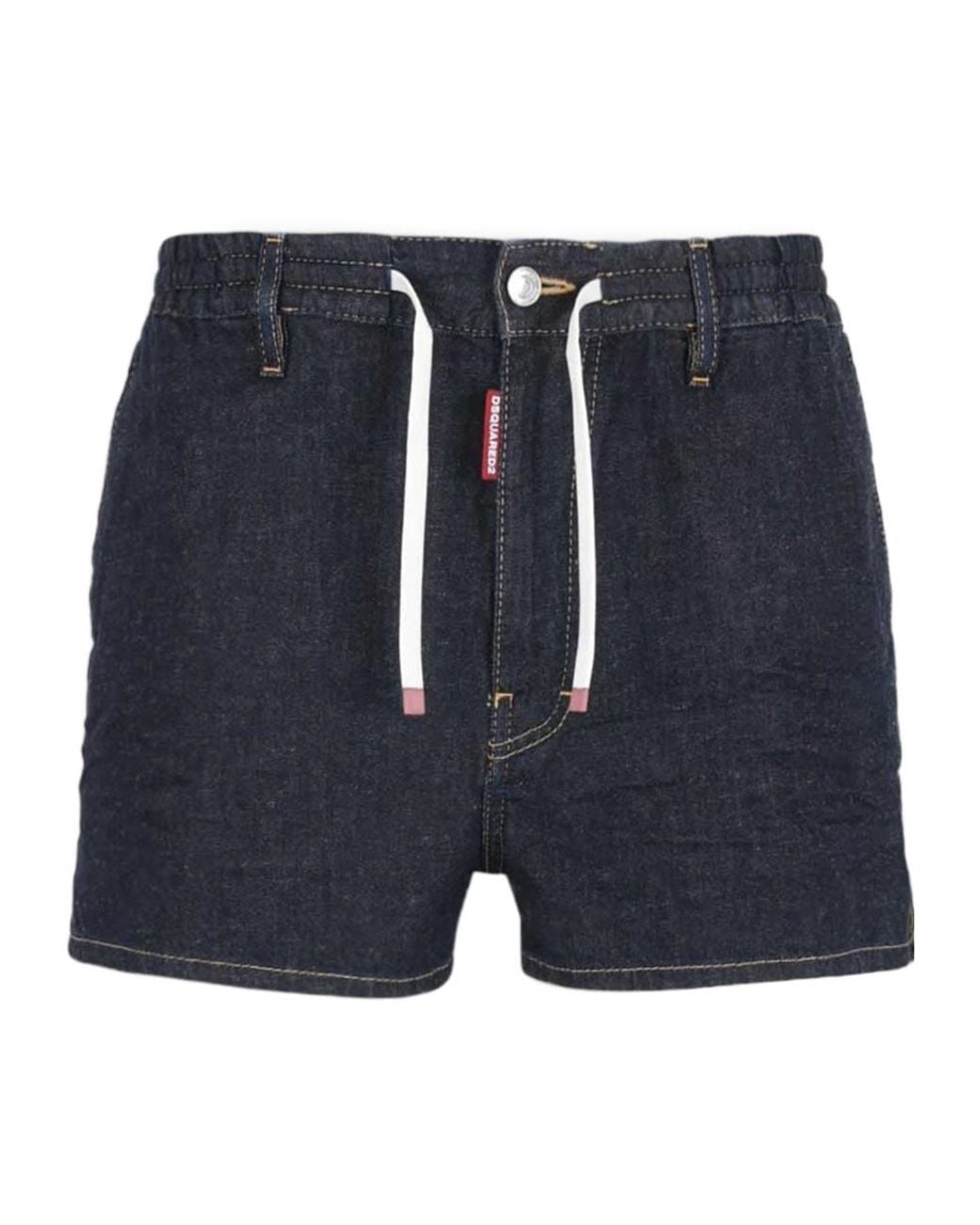 DSquared² Blue Dark Weight Wash Pull On Shorts for men