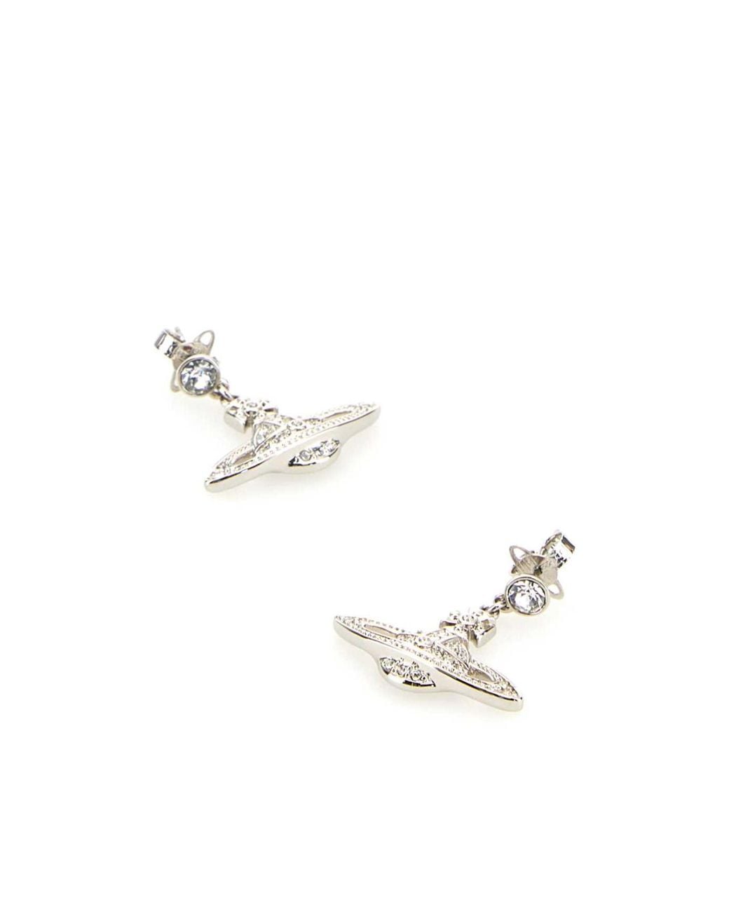 Vivienne Westwood White Mini Bas Relief Stud Earrings