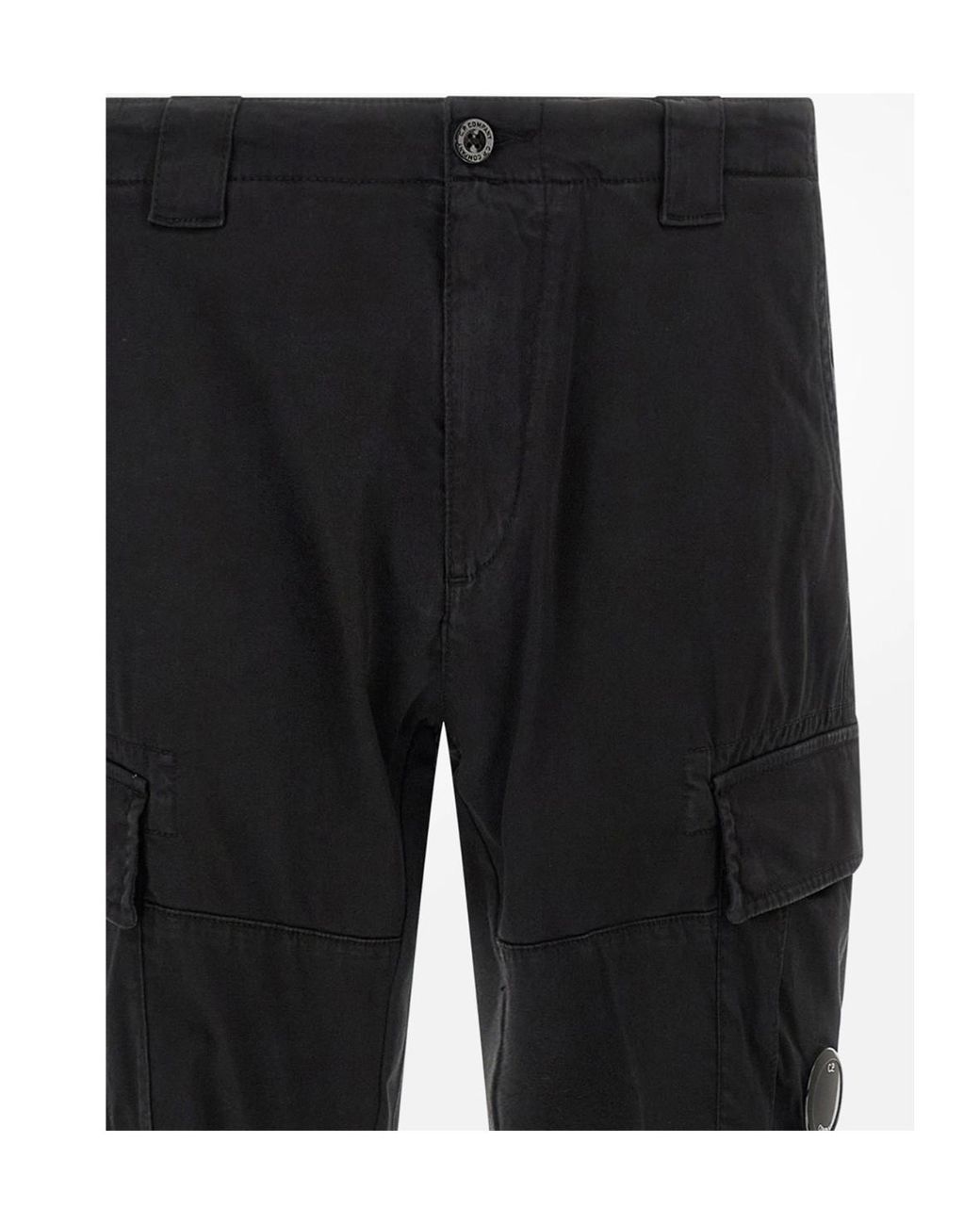 C P Company Black Satin Cargo Pants for men