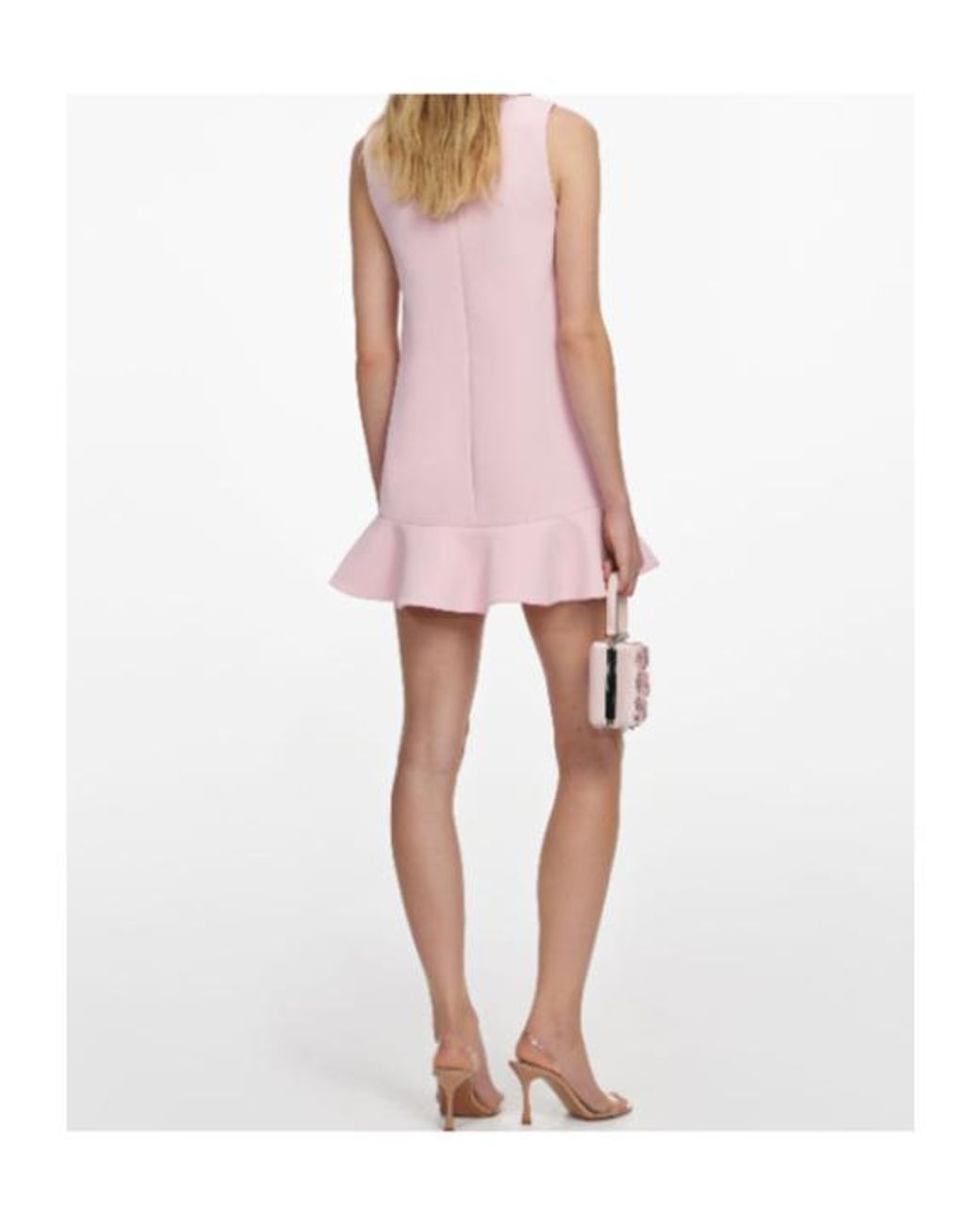 Self-Portrait Pink Ruffled Bow Embellished Crepe Mini Dress
