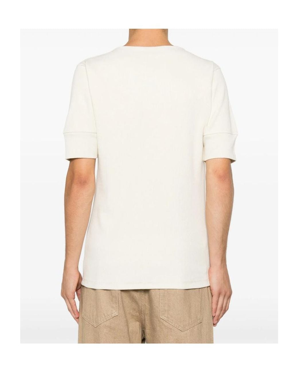 Lemaire White Ribbed-Knit Short-Sleeved T-Shirt for men