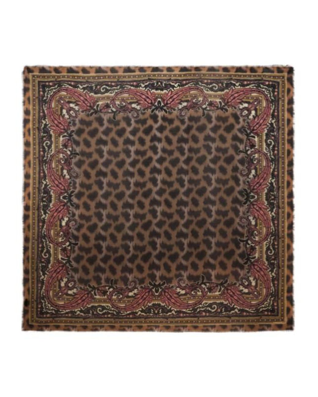 Etro Brown Animalier Square Scarf