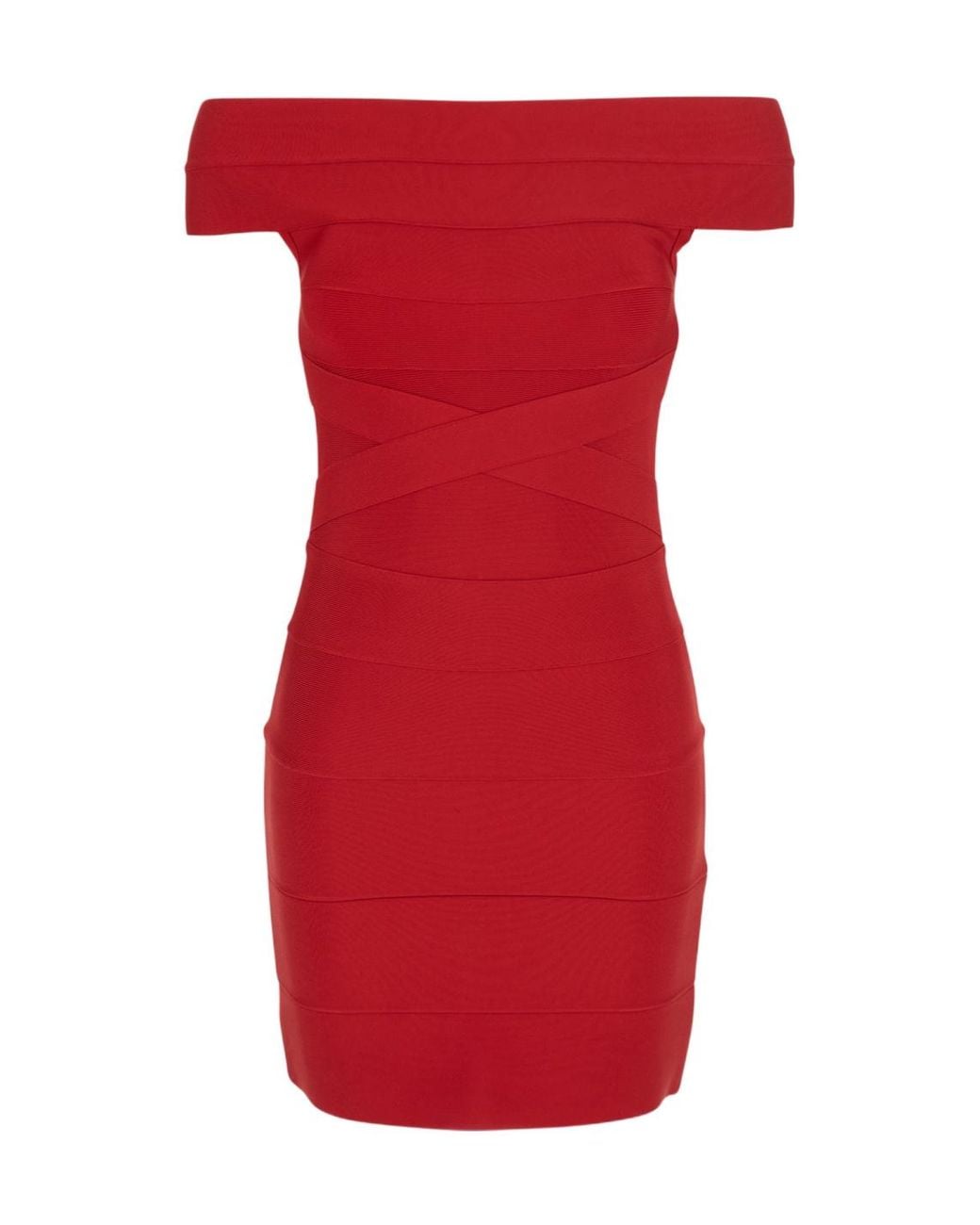 ROTATE BIRGER CHRISTENSEN Red Mini Fitted Knit Dress Recycled Polyester