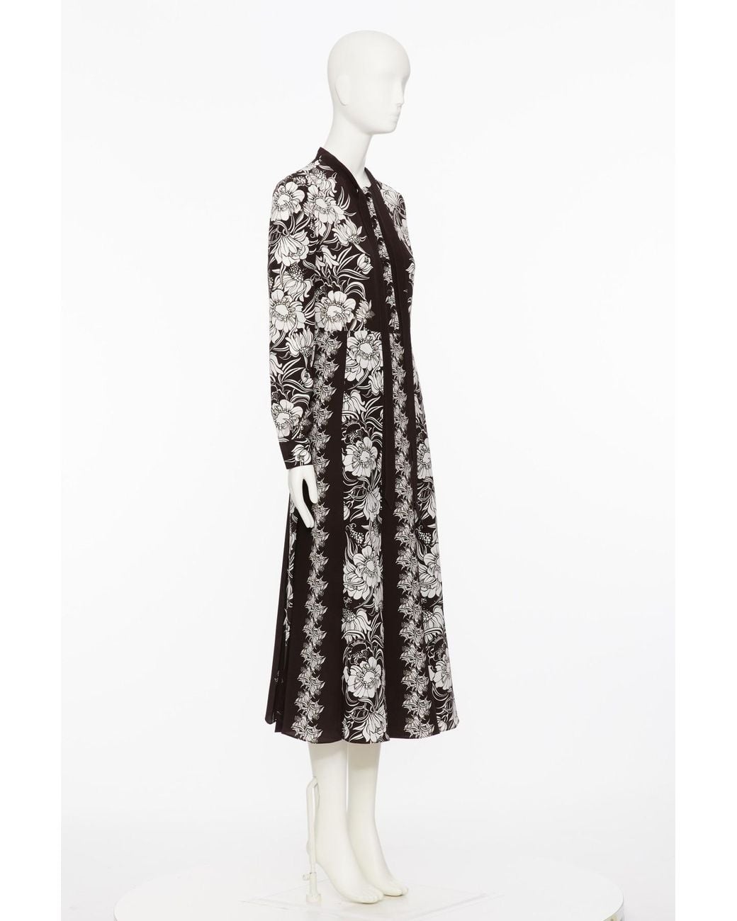 Valentino White All-Over Floral Printed Pussy-Bow Maxi Dress