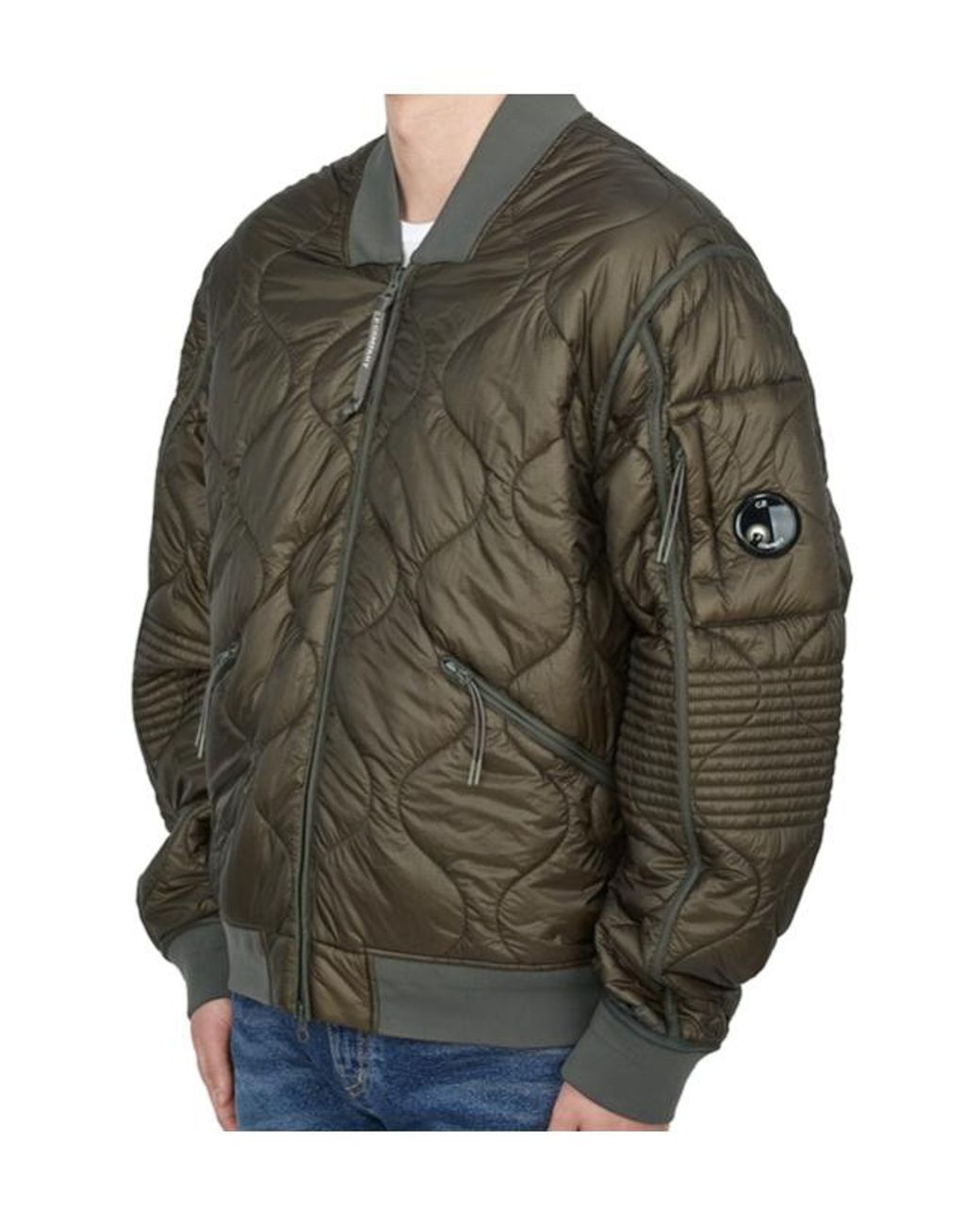 C P Company Green Liner Padded Bomber Jacket for men