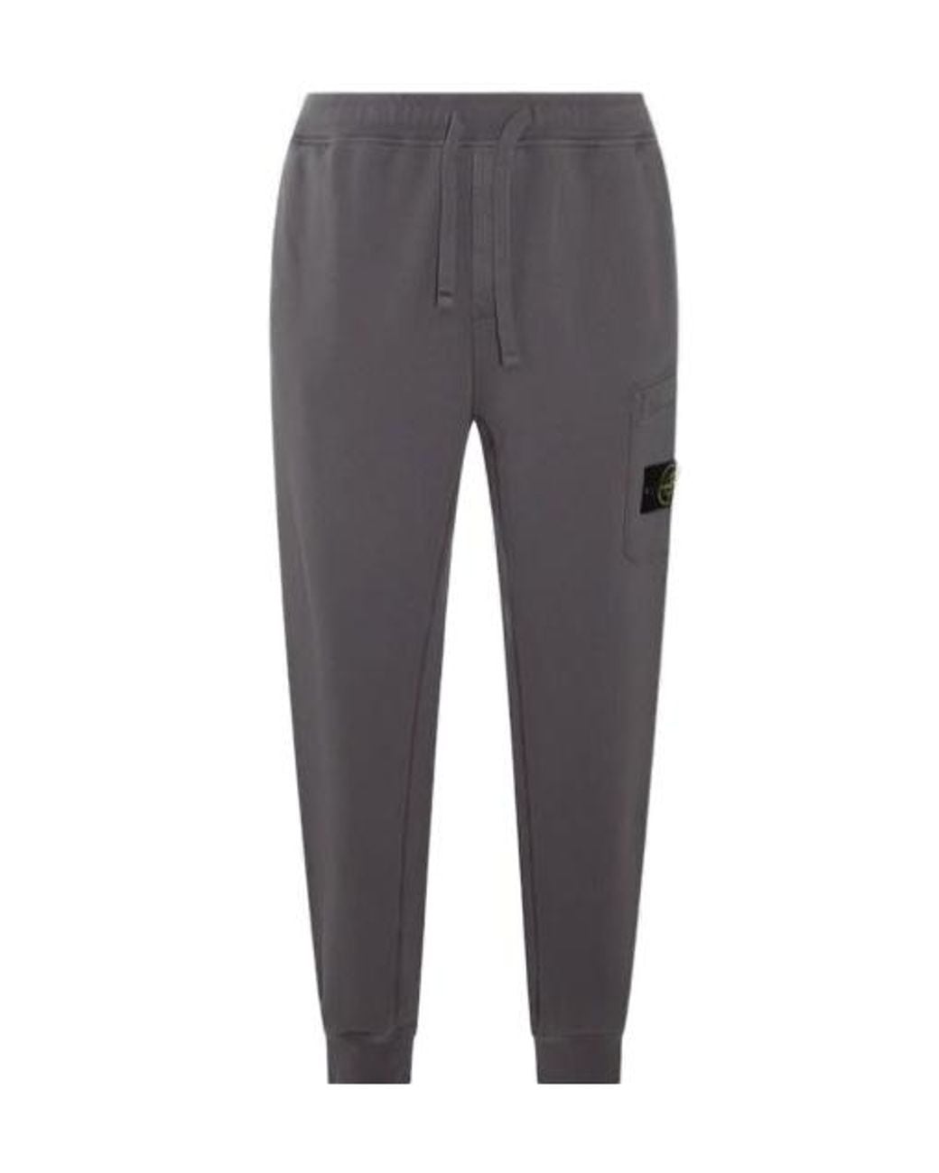 Stone Island Gray Logo Patch Drawstring Trousers for men