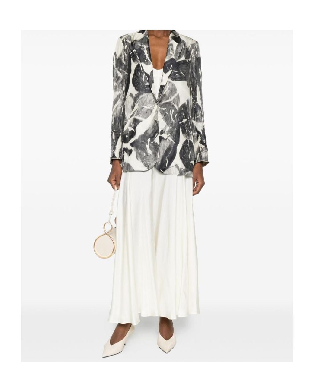 Alysi Gray Printed Collared Jacket