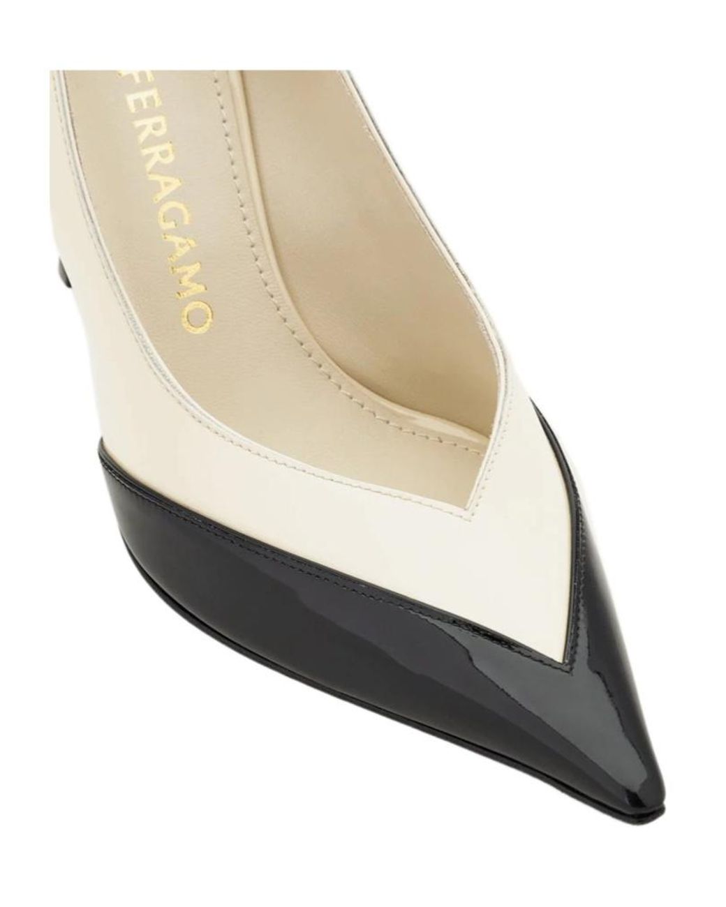 Ferragamo White Bicolor Pump