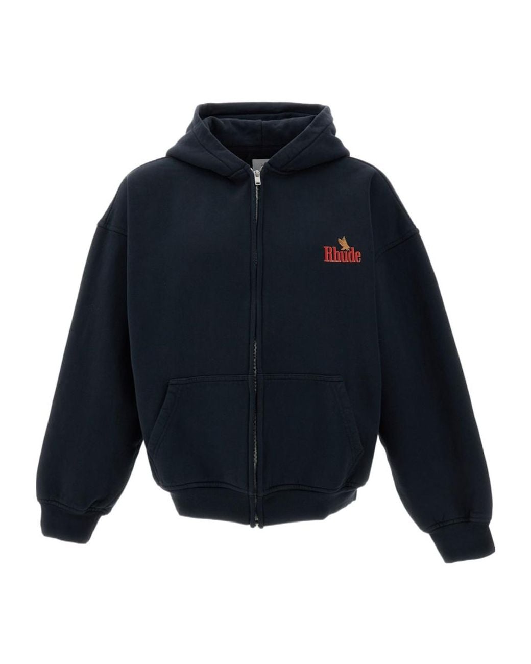 Rhude Blue Graphic-Print Zip-Up Hoodie for men