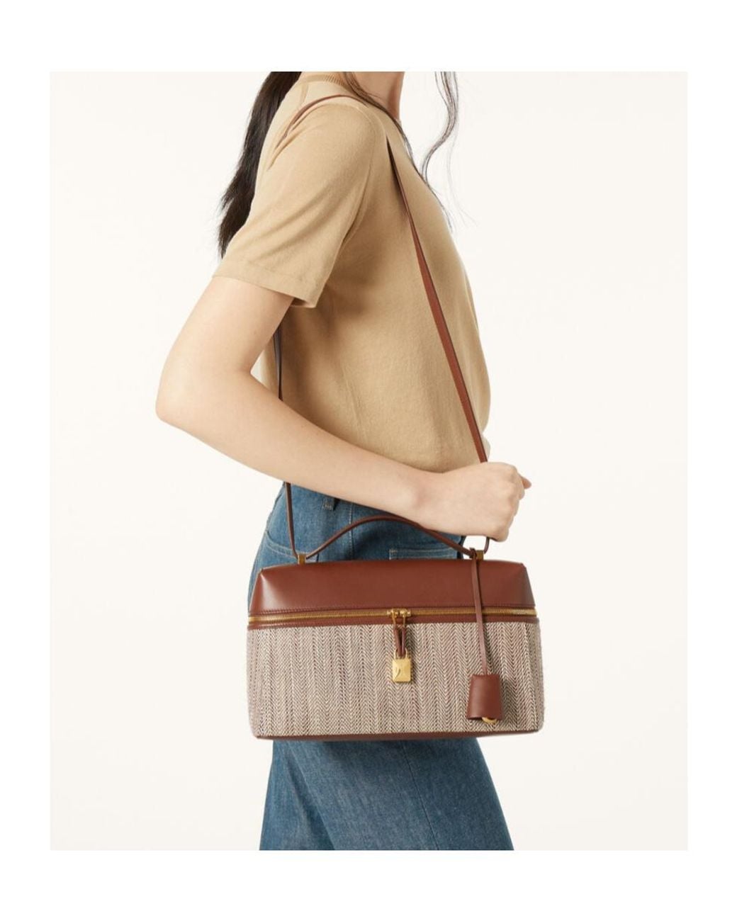 Loro Piana Brown Extra Zipper Shoulder Bag