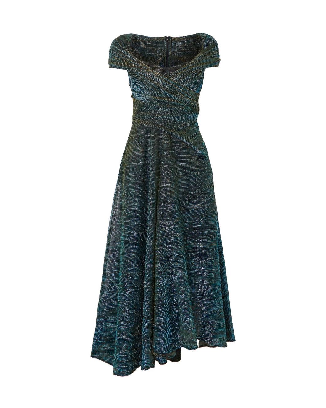 Talbot Runhof Green Mid-Length Metallic Drape Dress