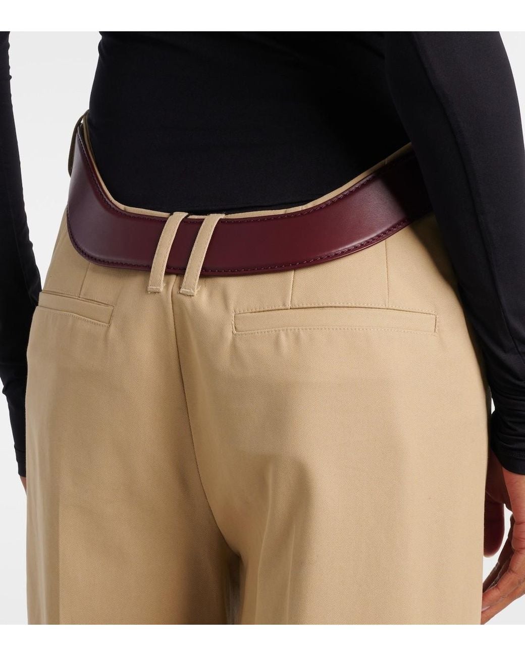 Jean Paul Gaultier Natural Cutout Cotton Wide-Leg Pants