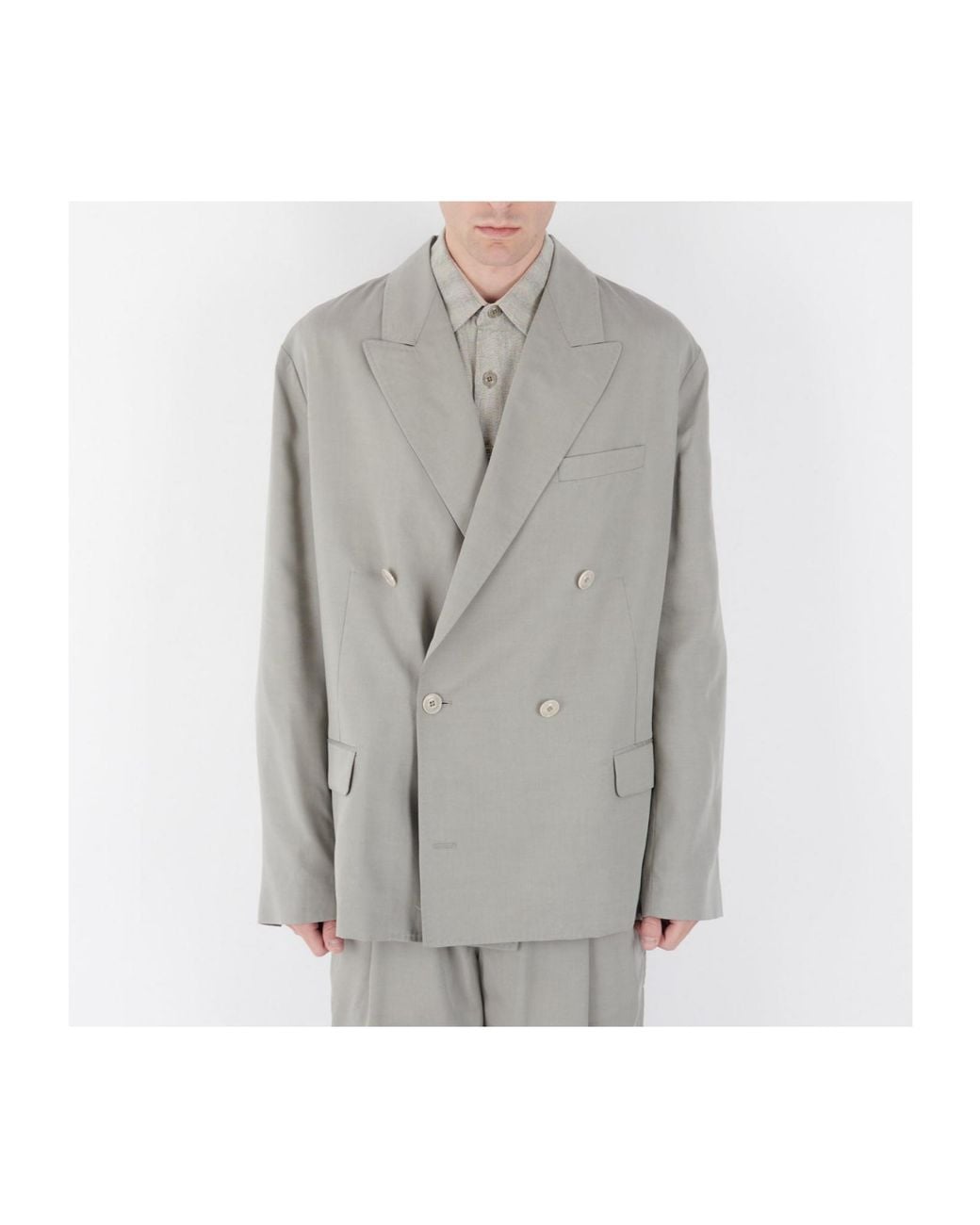 Our Legacy Gray Double-Breasted Suit Jacket for men