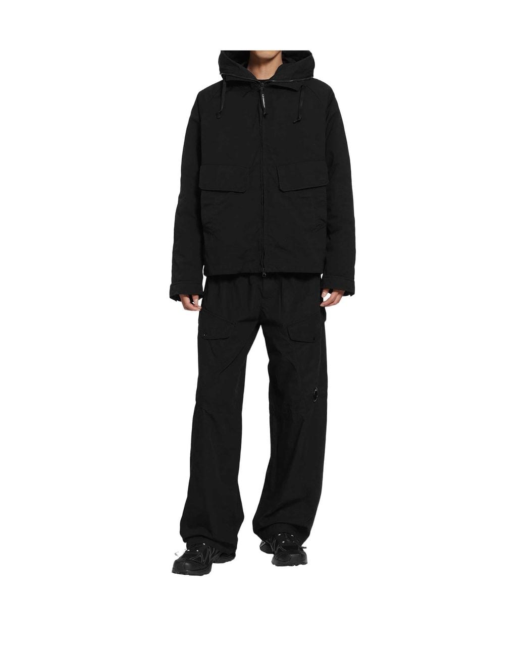 C P Company Black Explorer Goggle Hooded Jacket for men