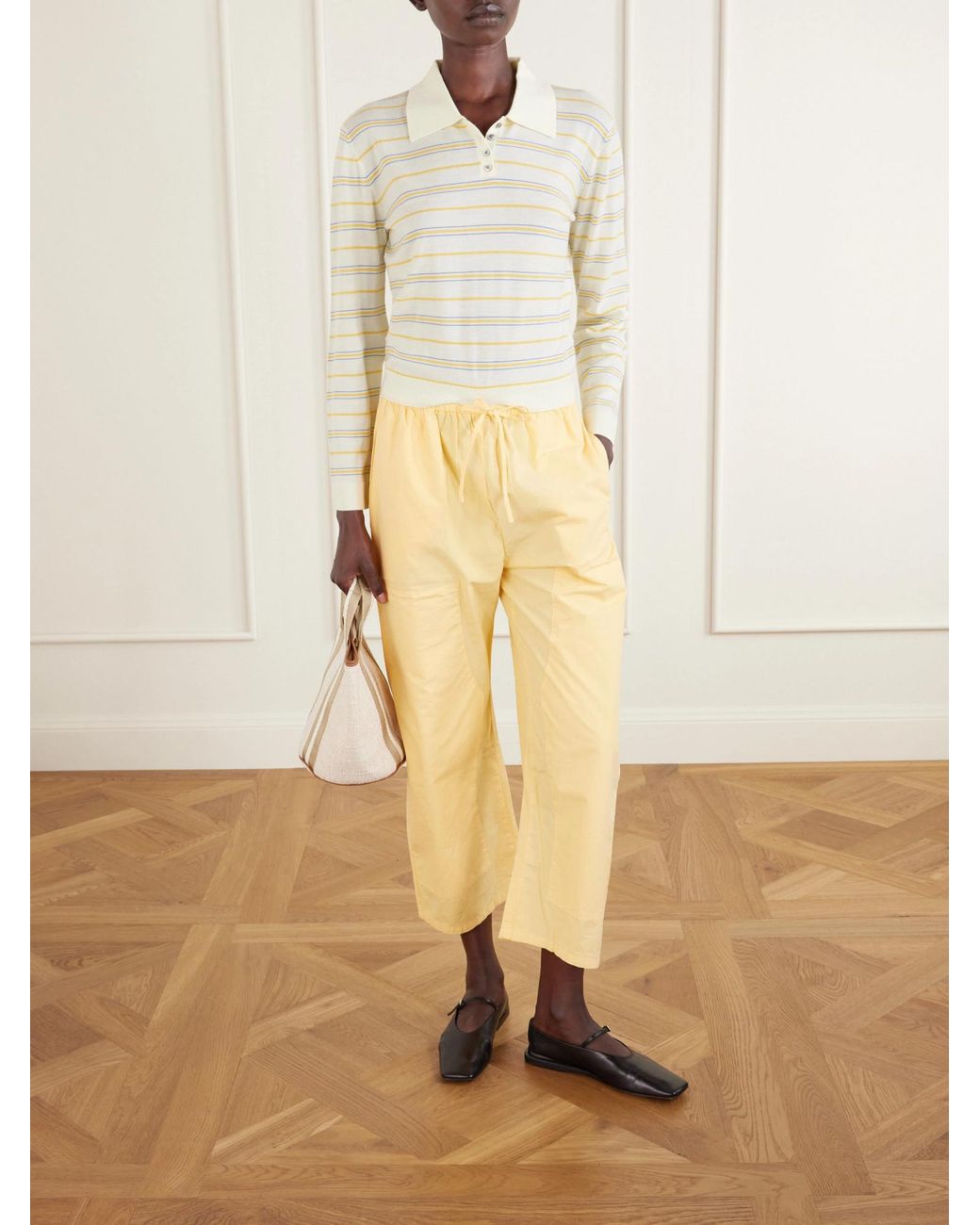 Leset Yellow Low-Rise Wide-Leg Pants