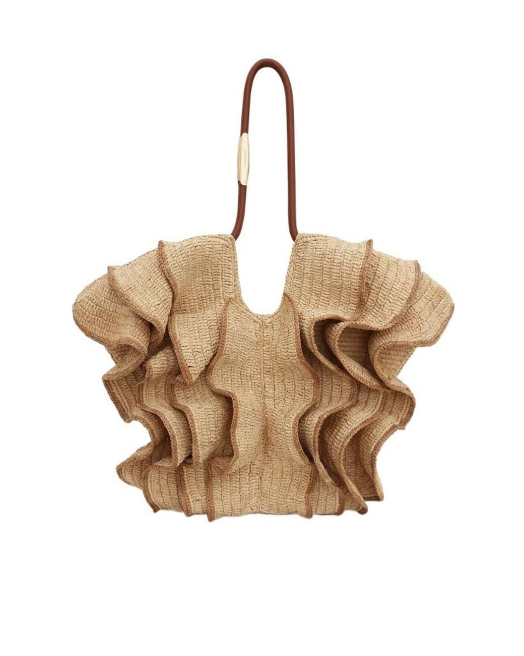 Zimmermann Natural Ruffle Detailed Top Handle Bag