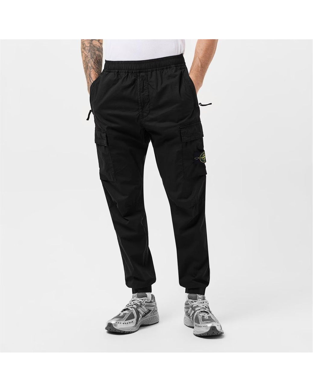 Stone Island Black Tela Cargo Trousers for men