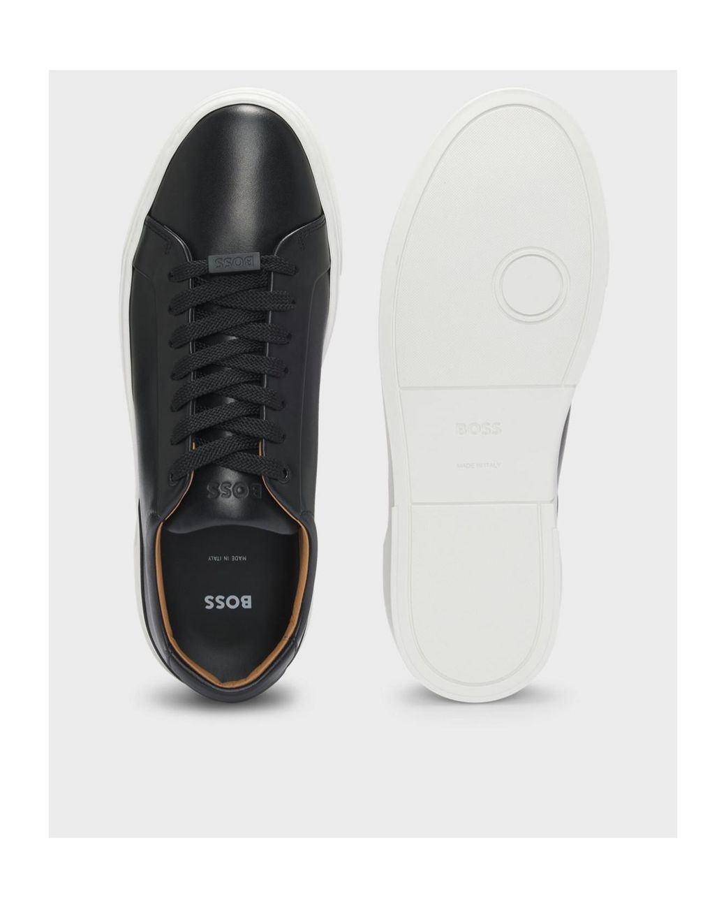 Boss Black Leather Sneakers for men
