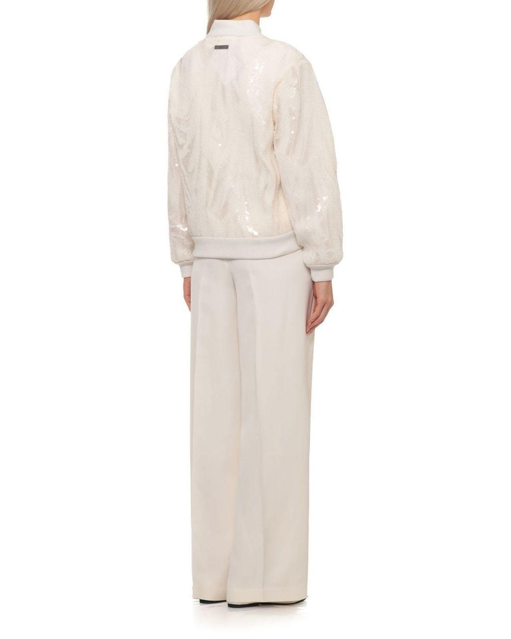 Peserico White Aurea Sequinned Bomber Jacket