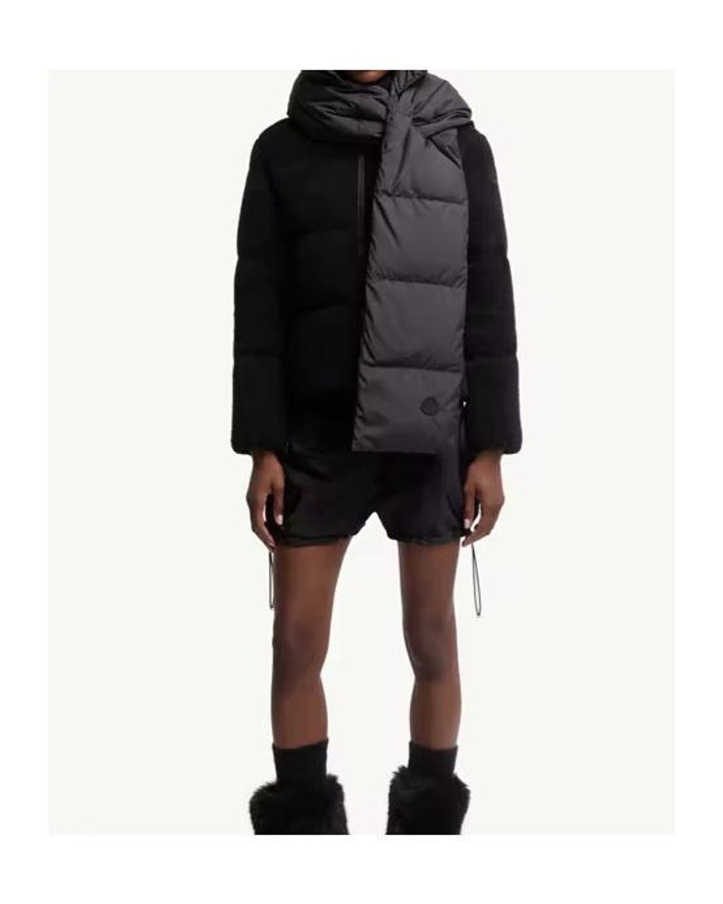 Moncler Black Hooded Down Scarf