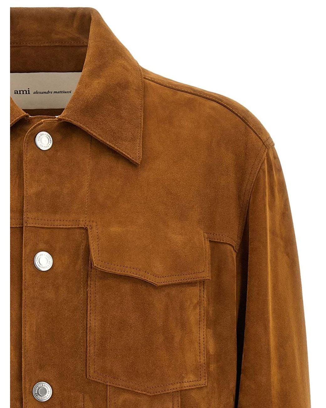 AMI Brown Long-Sleeved Buttoned Trucker Jacket for men