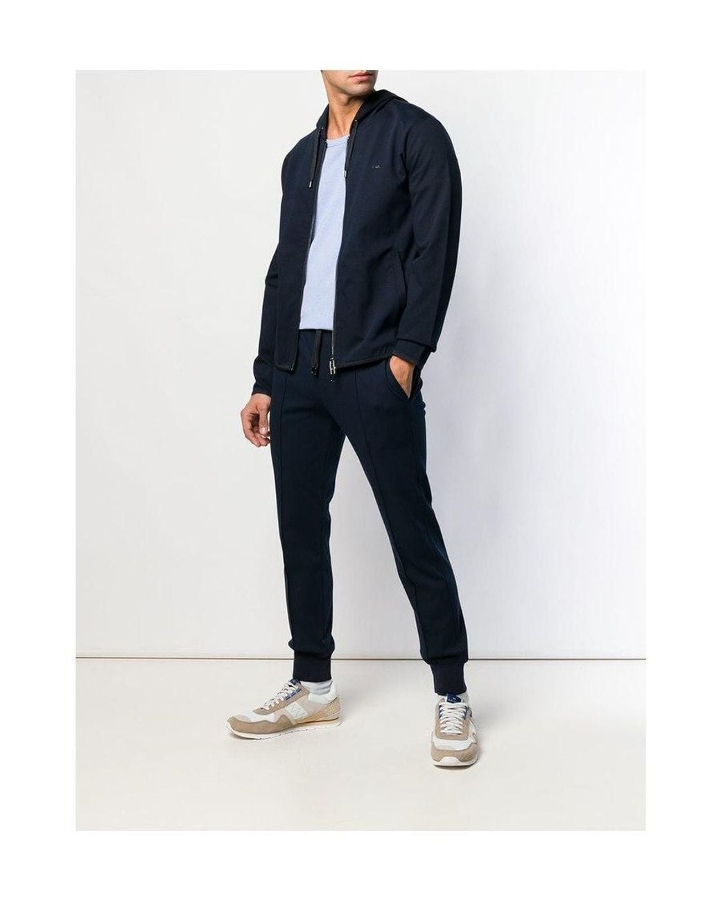 Emporio Armani Blue Zipper Hooded Jacket for men