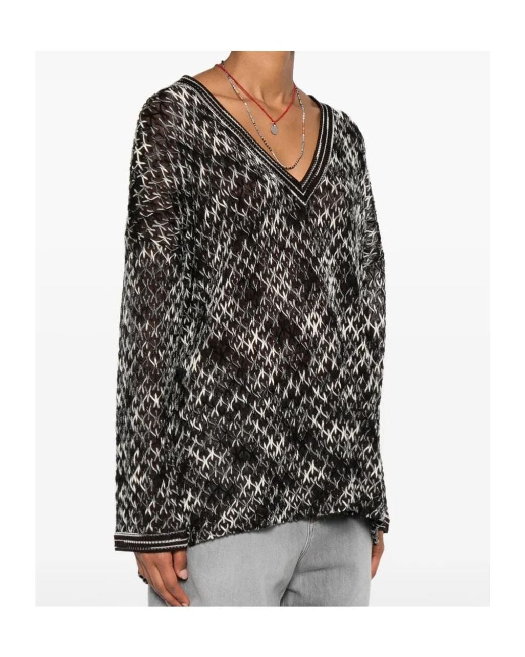 Missoni Black Geometric-Pattern Knitted Jumper