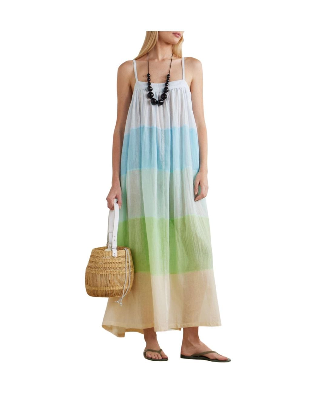Lemlem Blue Cotton-Gauze Midi Dress