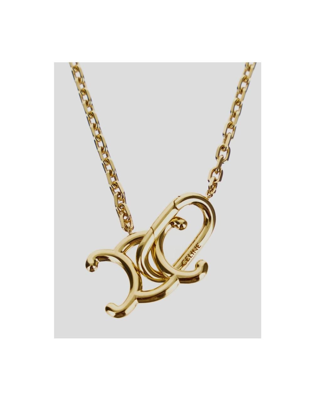 Céline Metallic Triomphe Lock Necklace