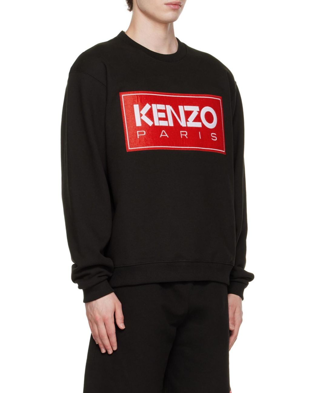 KENZO Red Logo Patch Ribbed Crewneck Sweatshirt for men