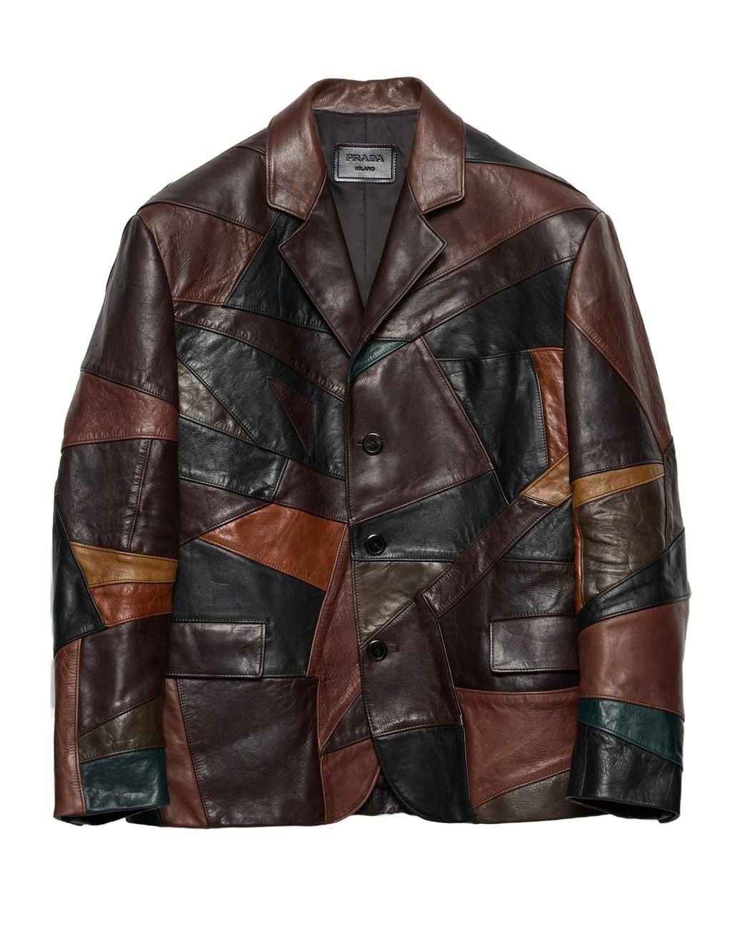 Prada Brown Patchwork Leather Jacket for men