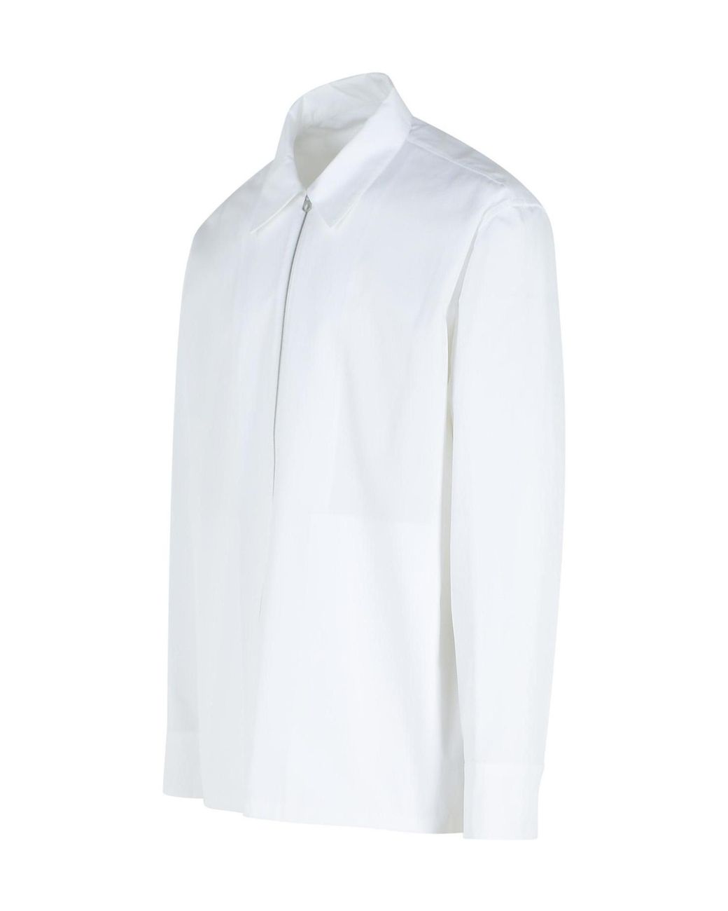 Jil Sander White Long Sleeved Zip-Up Shirt for men