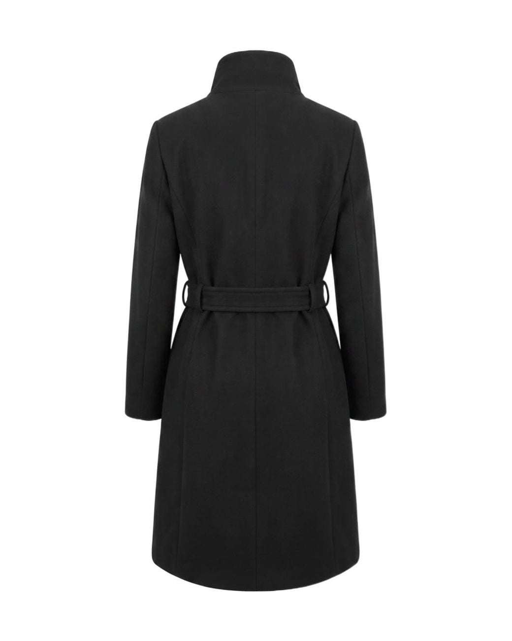 Pinko Black Wool-Blend Coat With High Neck And Belt