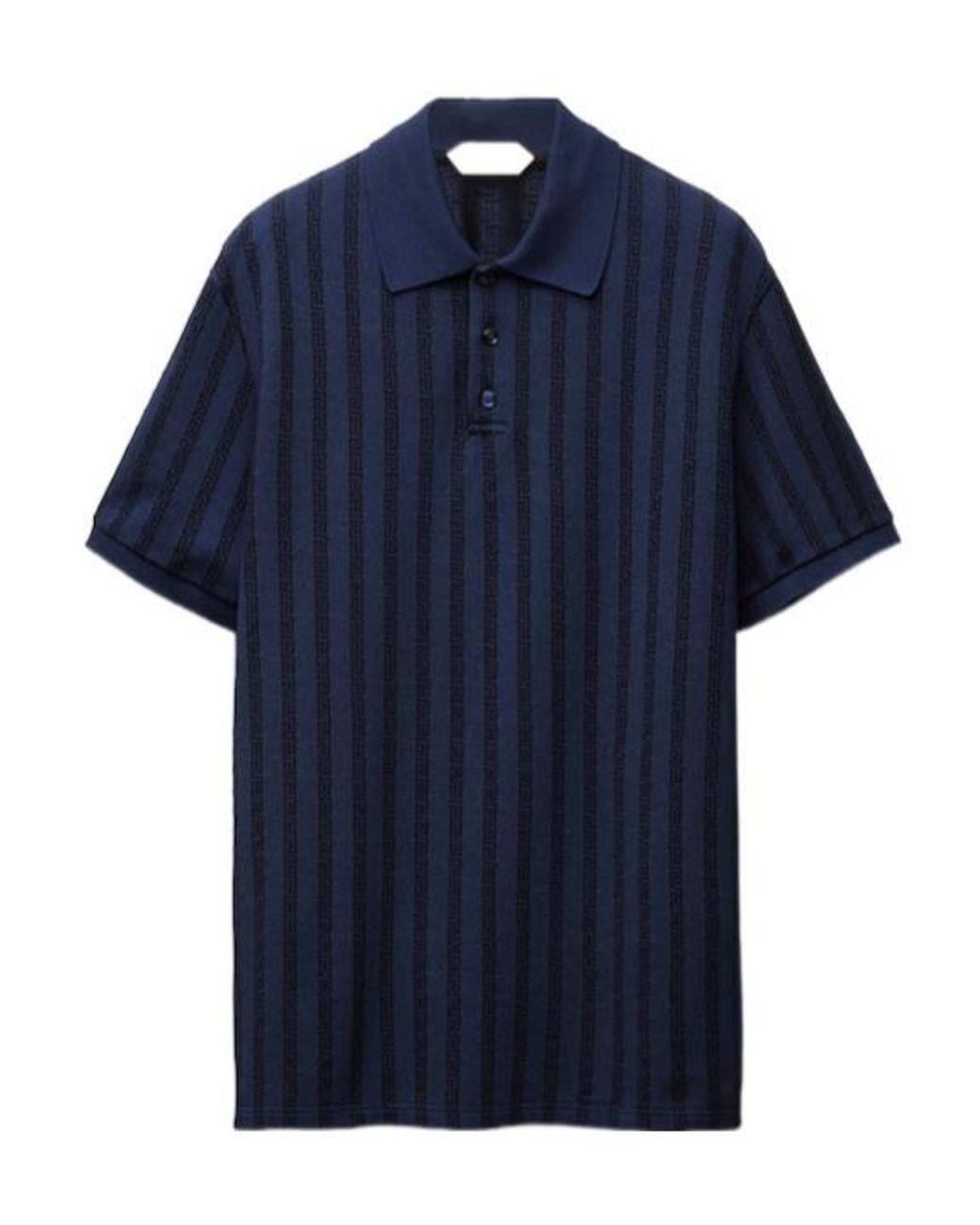 Versace Blue Monogram Knit Polo Shirt for men