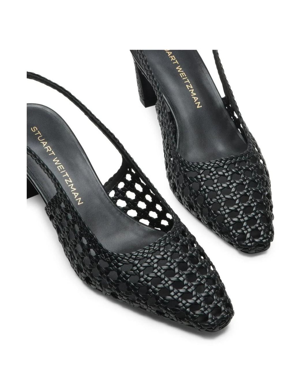 Stuart Weitzman Black Stassi Woven Slingback 50