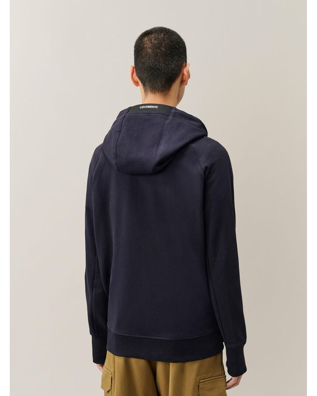 C P Company Blue Lens-Detail Zip-Up Hoodie for men