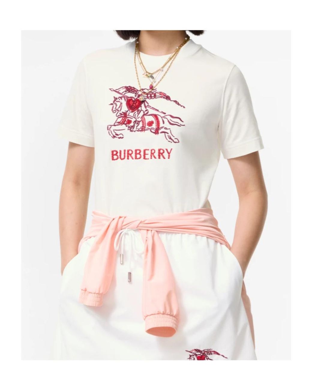 Burberry White Heart Knight Crewneck T-Shirt