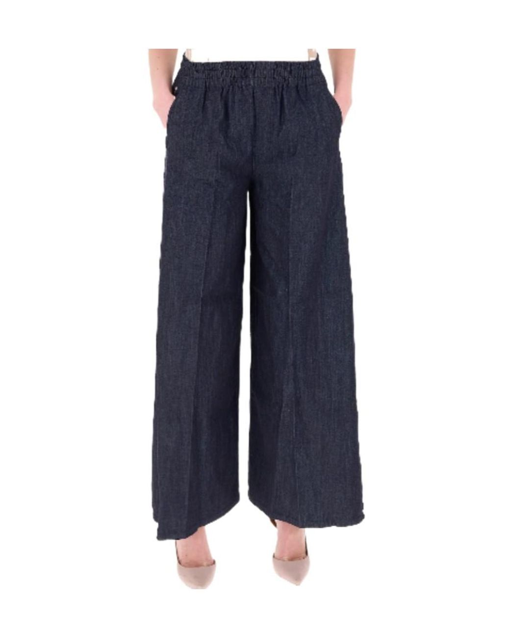 Dondup Blue Wide-Leg Casual Pants