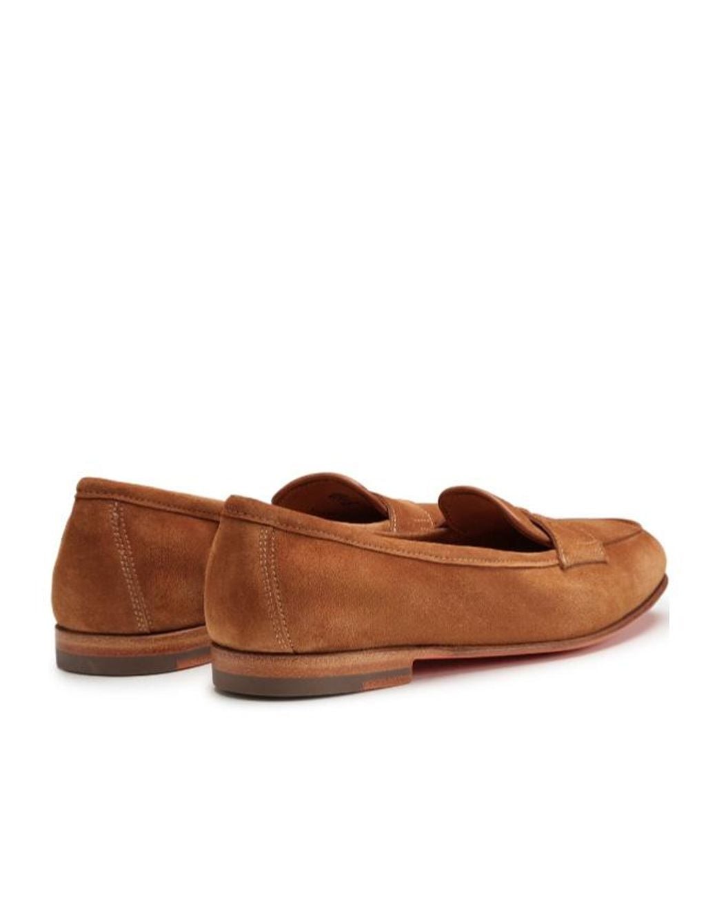 Santoni Brown Round-Toe Penny Loafers