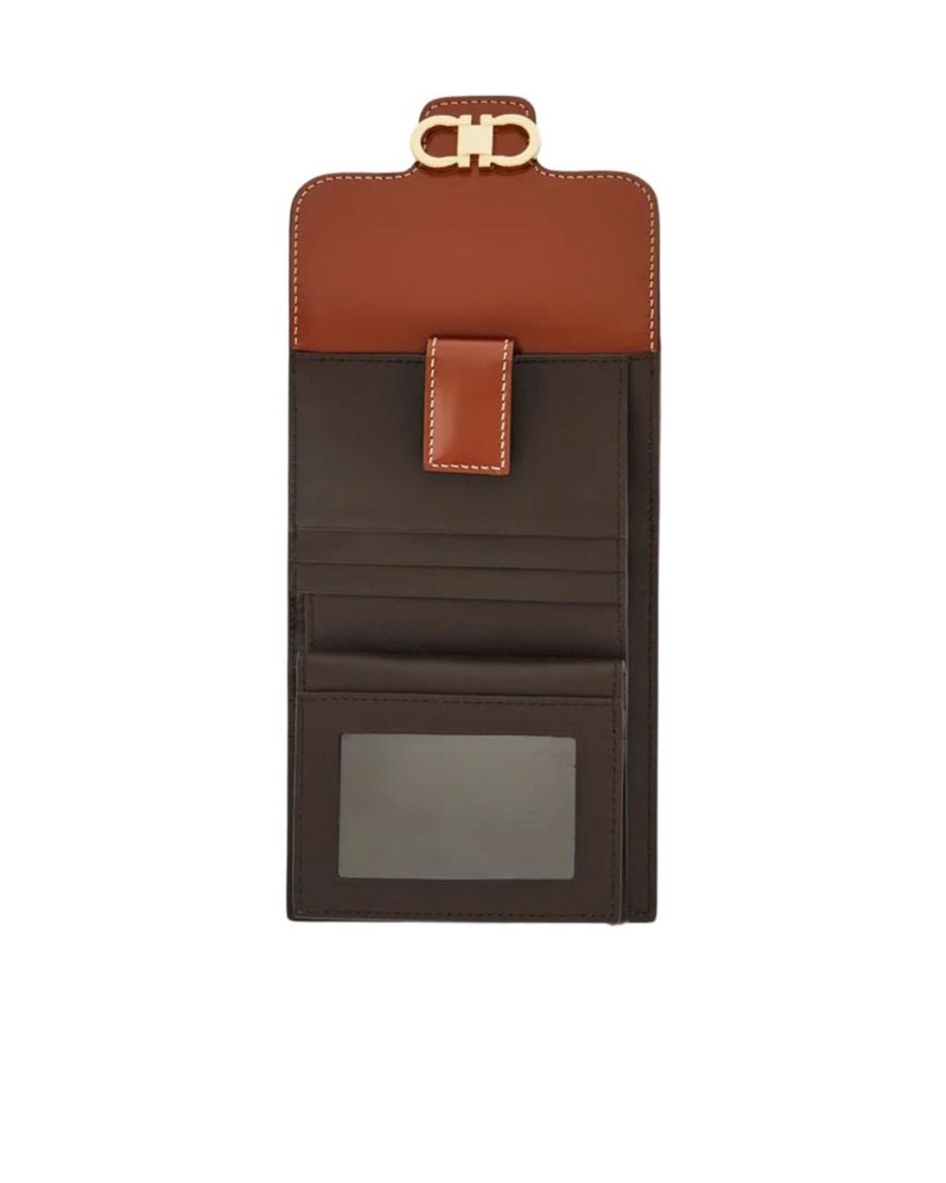 Ferragamo Brown Gancini Compact Wallet