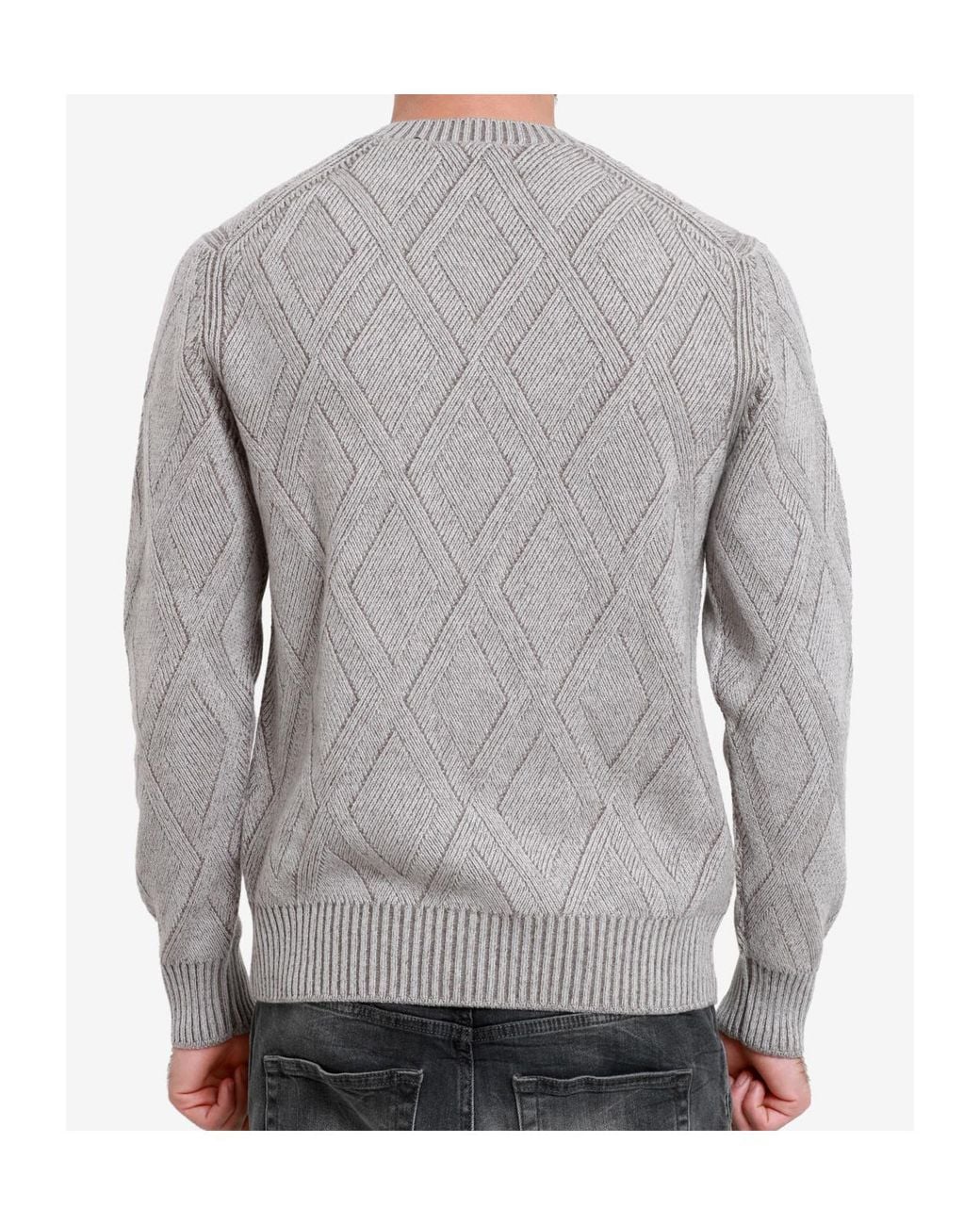Gran Sasso Gray Round Neck Sweater for men