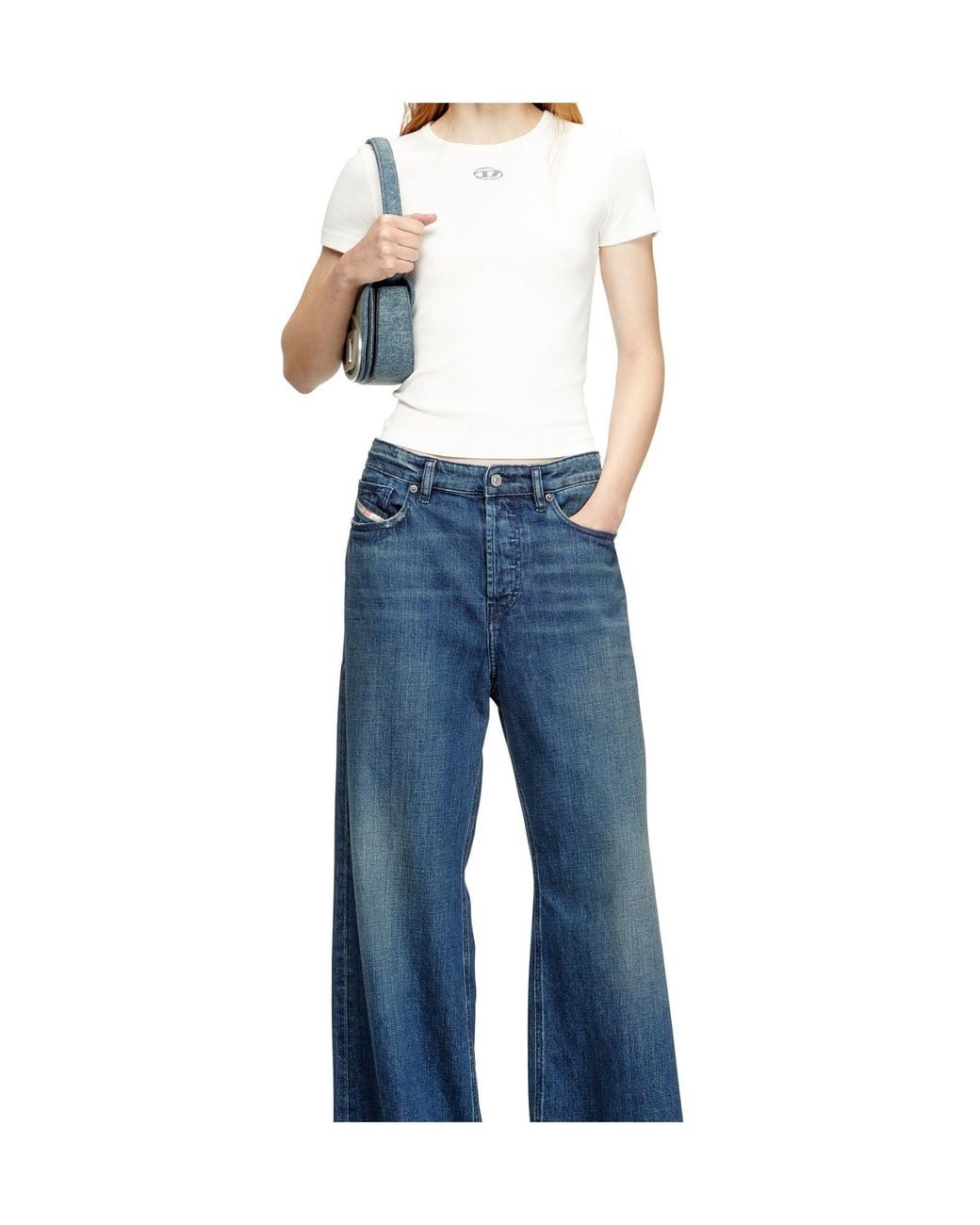 DIESEL White T-Ele-Long-Od T-Shirt