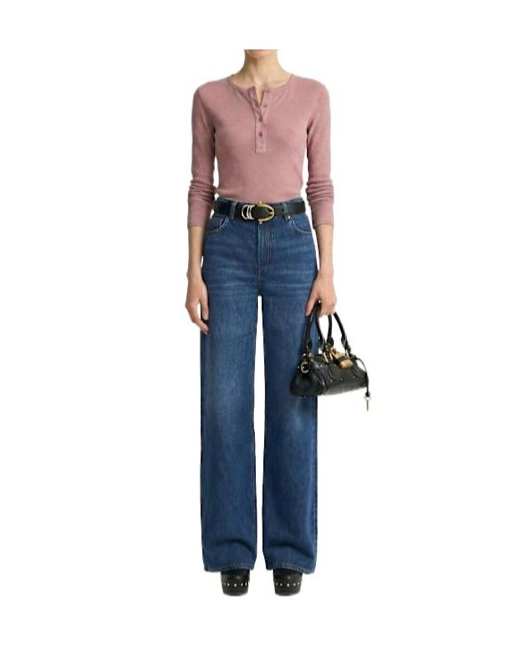 Chloé Pink Ribbed Cotton Jersey Long Sleeve Top