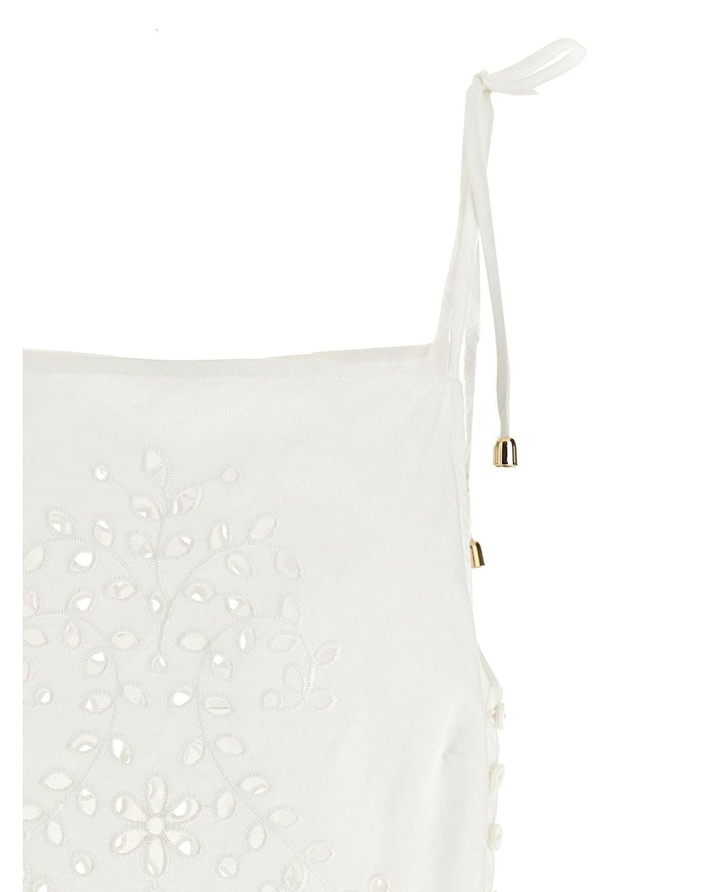 Self-Portrait White Embroidered Asymmetric Hem Top