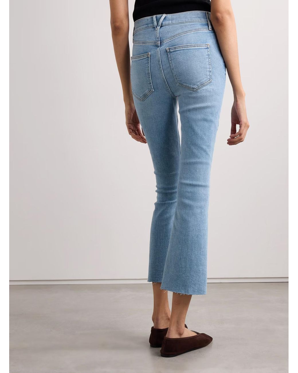 Veronica Beard Blue High-Waisted Flared Cropped Jeans