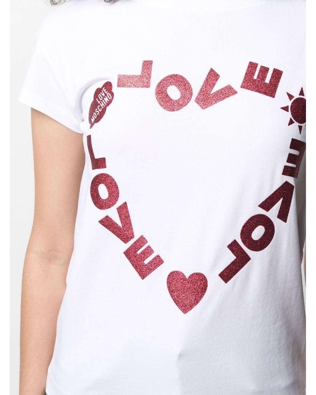 Moschino White Heart-Shaped Printed T-Shirt