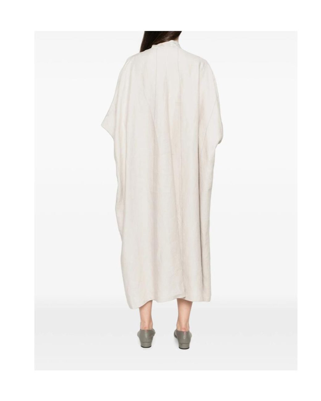 Ziggy Chen White Panelled Short-Sleeve Midi Dress
