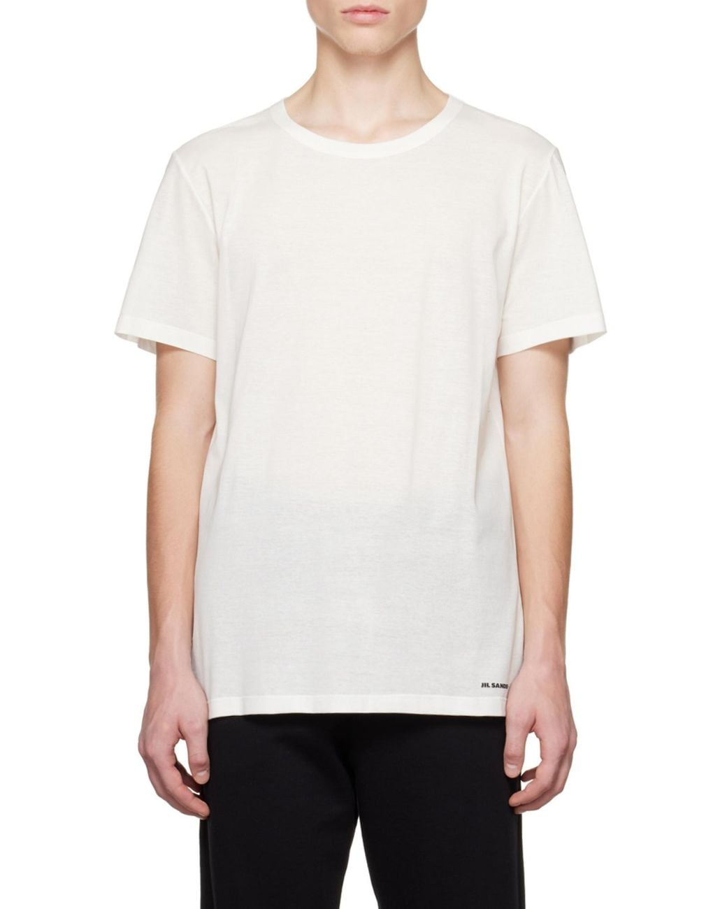 Jil Sander White Logo Printed Crewneck T-Shirt for men