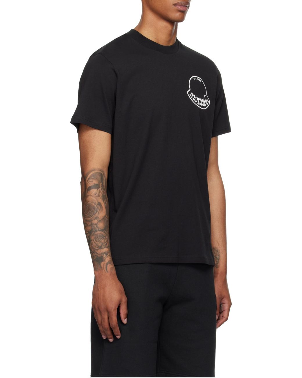 Moncler Black Logo Printed Crewneck T-Shirt for men