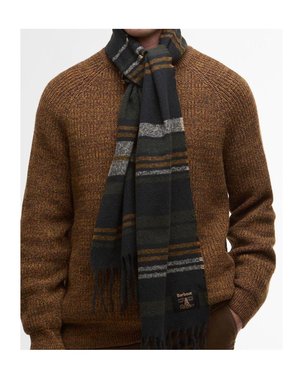 Barbour Black Striped Scarf for men